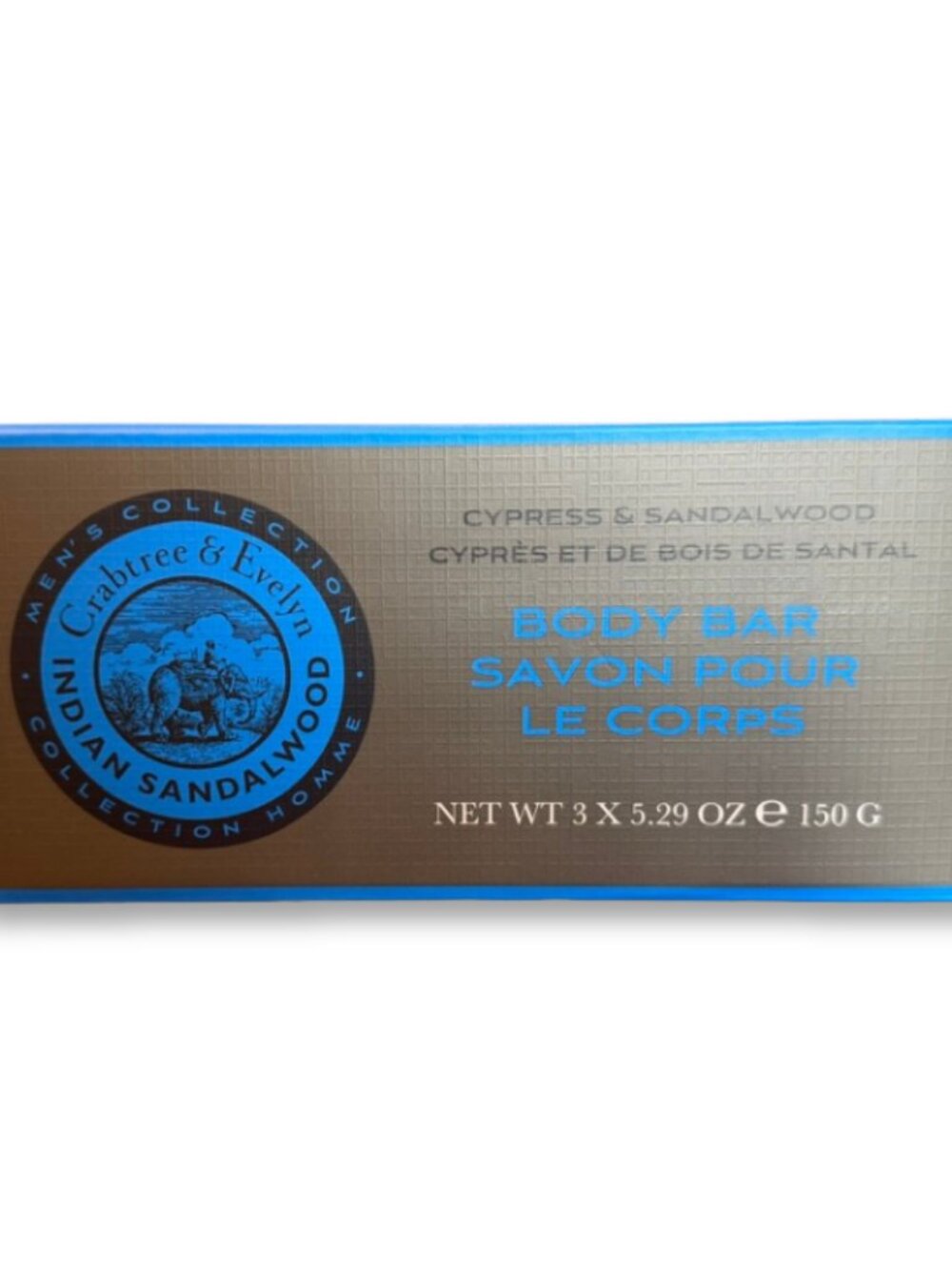 Crabtree & Evelyn Indian Sandalwood Cypress Body Bar Soap 3pc Men’s Collection